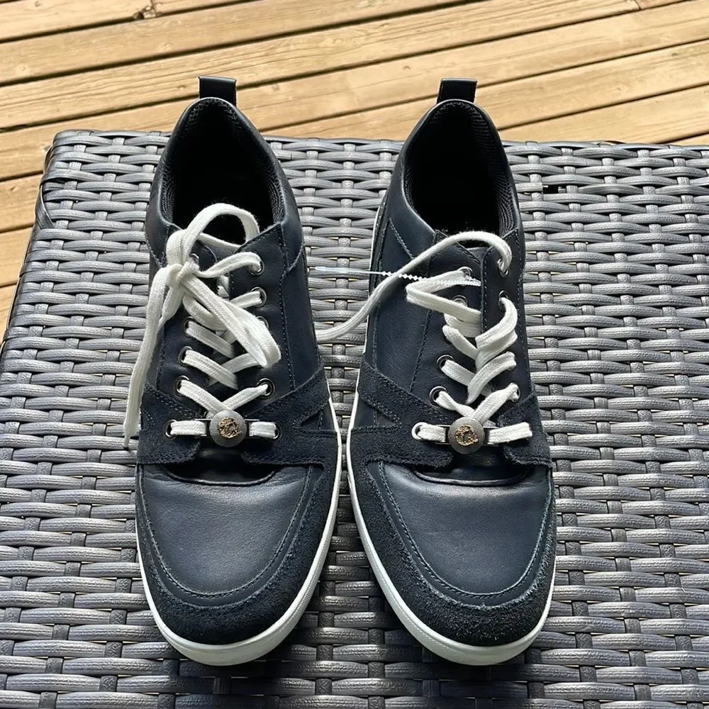 Versace mens navy blue tennis shoes